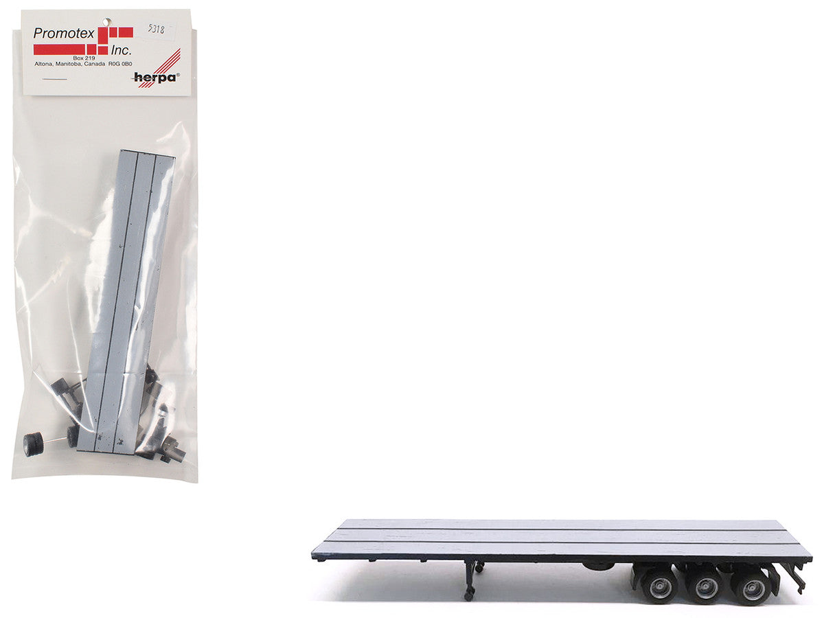 48ft 3-Axle Flatbed Trailer Gray Top 1/87 (HO) Plastic Model by Promotex-2
