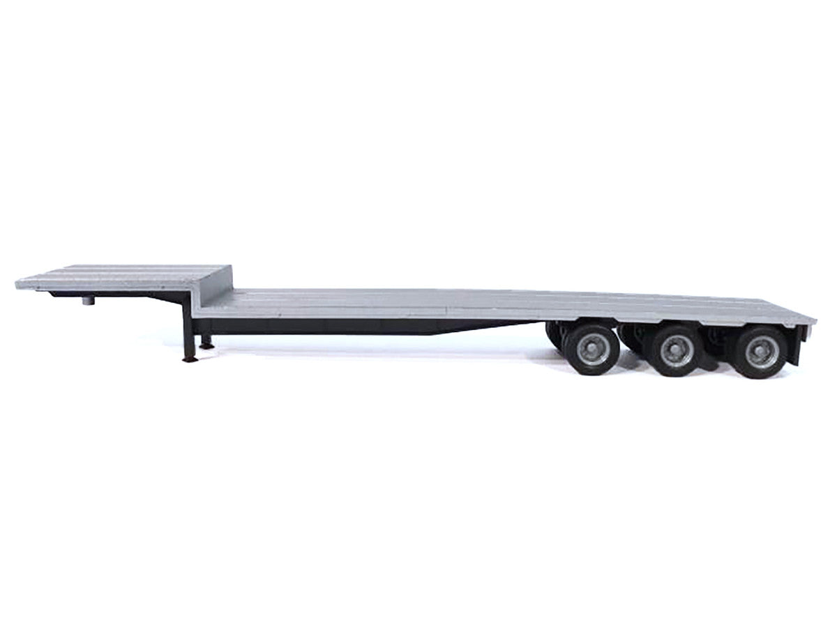 3-Axle Dropdeck Flatbed Trailer Silver Top 1/87 (HO) Plastic Model by Promotex-1