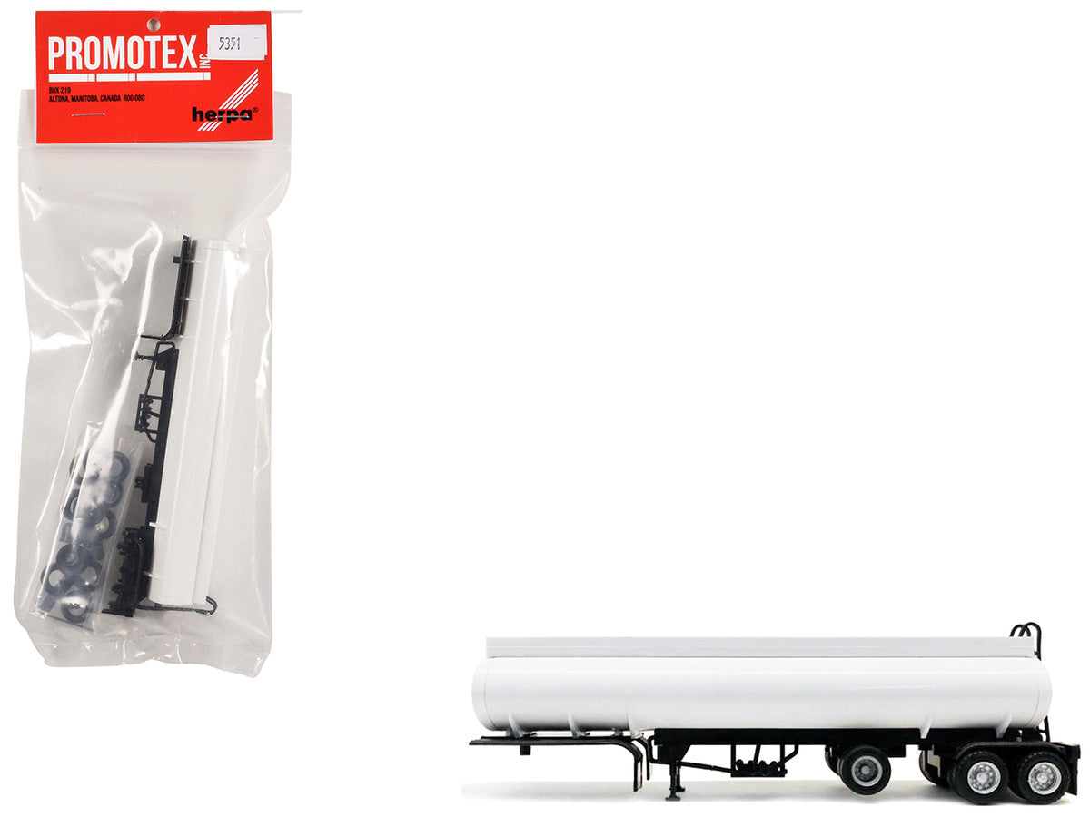 Tag-Axle Elliptical Tanker Trailer White 1/87 (HO) Plastic Model by Promotex-2