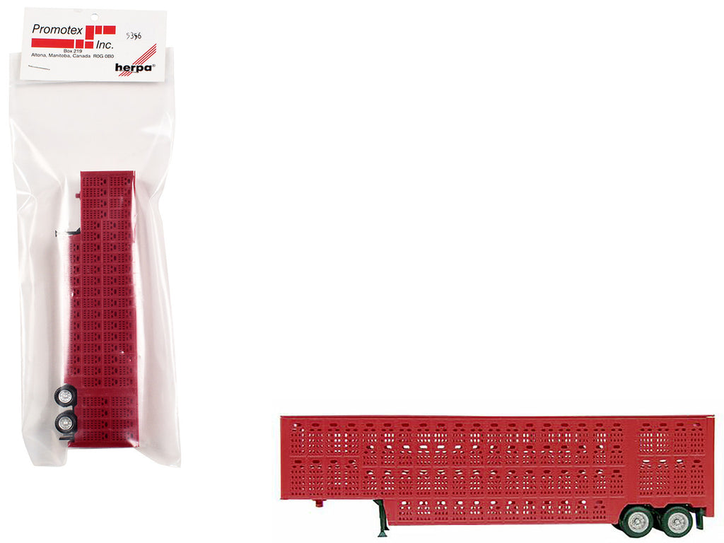 Livestock Trailer Red 1/87 (HO) Plastic Model by Promotex-0