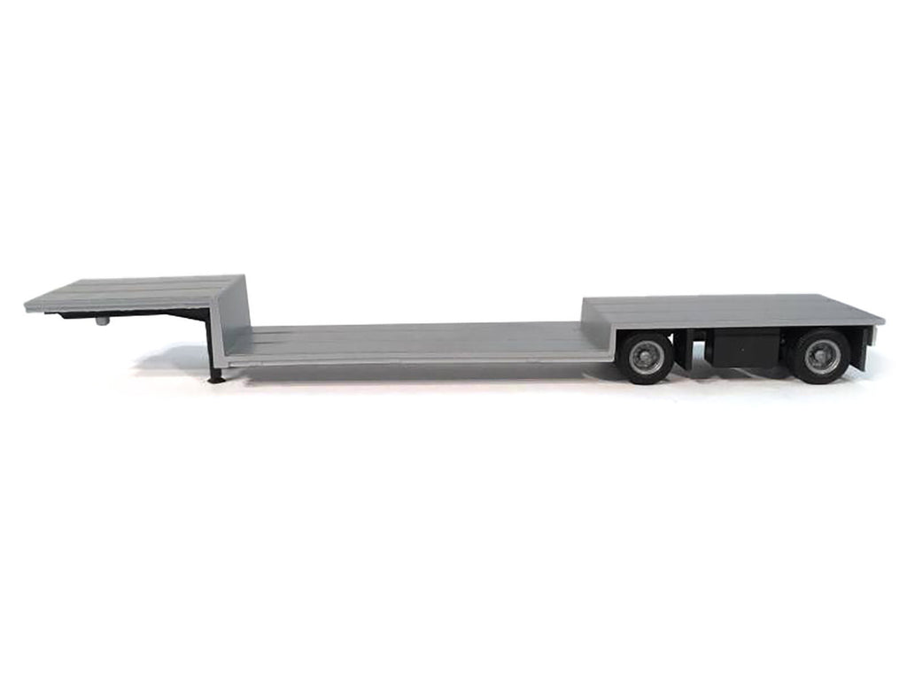 Spread Axle Double-Drop Flatbed Trailer Silver Top 1/87 (HO) Plastic Model by Promotex-1