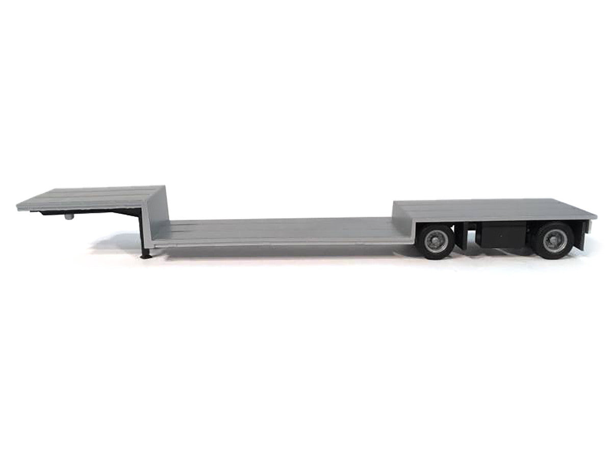 Spread Axle Double-Drop Flatbed Trailer Silver Top 1/87 (HO) Plastic Model by Promotex-1
