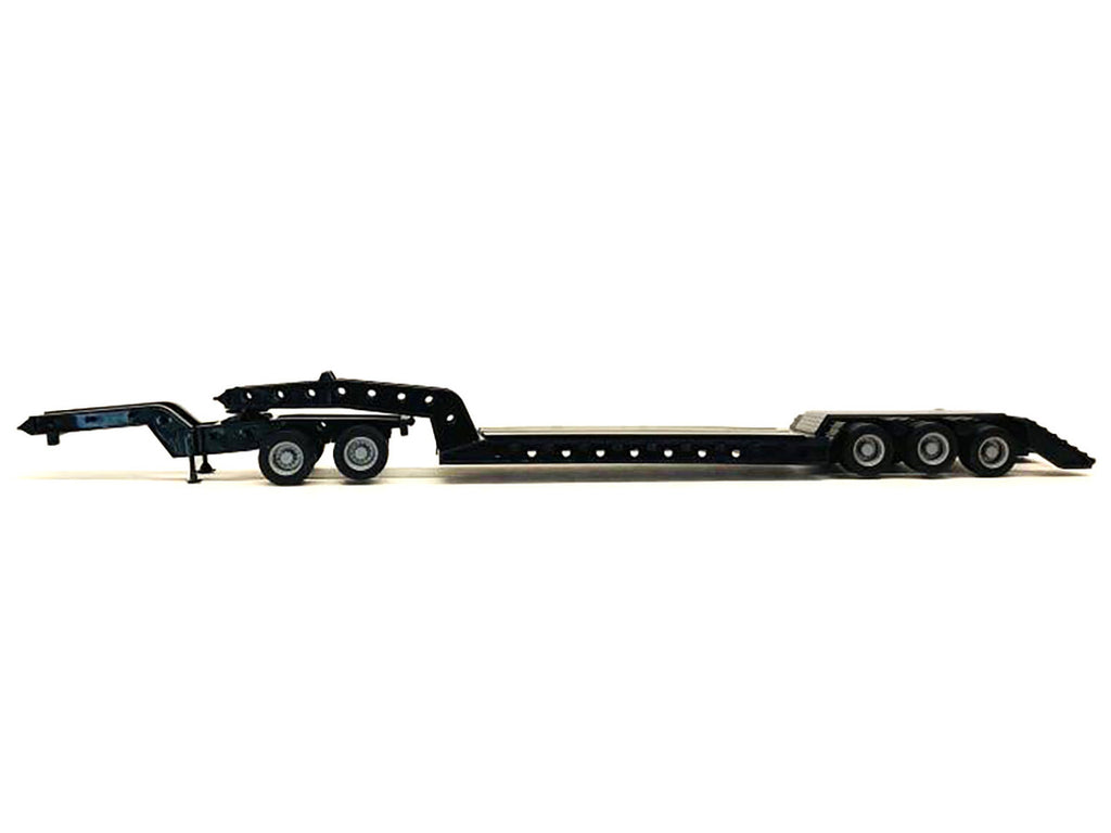 Heavy Equipment Lowboy Trailer with Jeep Black 1/87 (HO) Plastic Model by Promotex-1