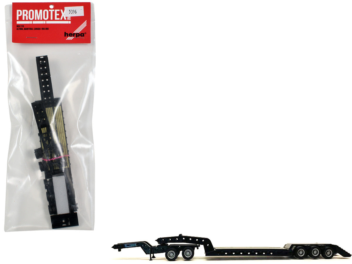 Heavy Equipment Lowboy Trailer with Jeep Black 1/87 (HO) Plastic Model by Promotex-0