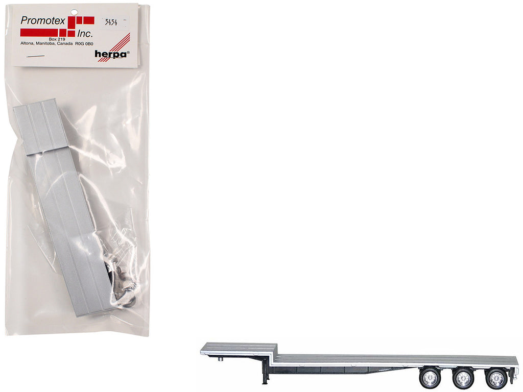 48ft 3-Axle Drop Deck Trailer with Chrome Wheels and Silver Top 1/87 (HO) Plastic Model by Promotex-0