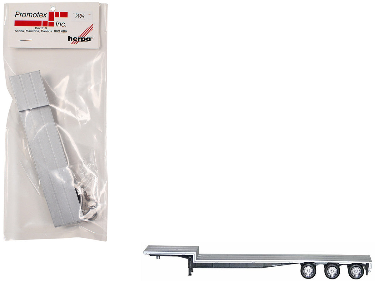 48ft 3-Axle Drop Deck Trailer with Chrome Wheels and Silver Top 1/87 (HO) Plastic Model by Promotex-0