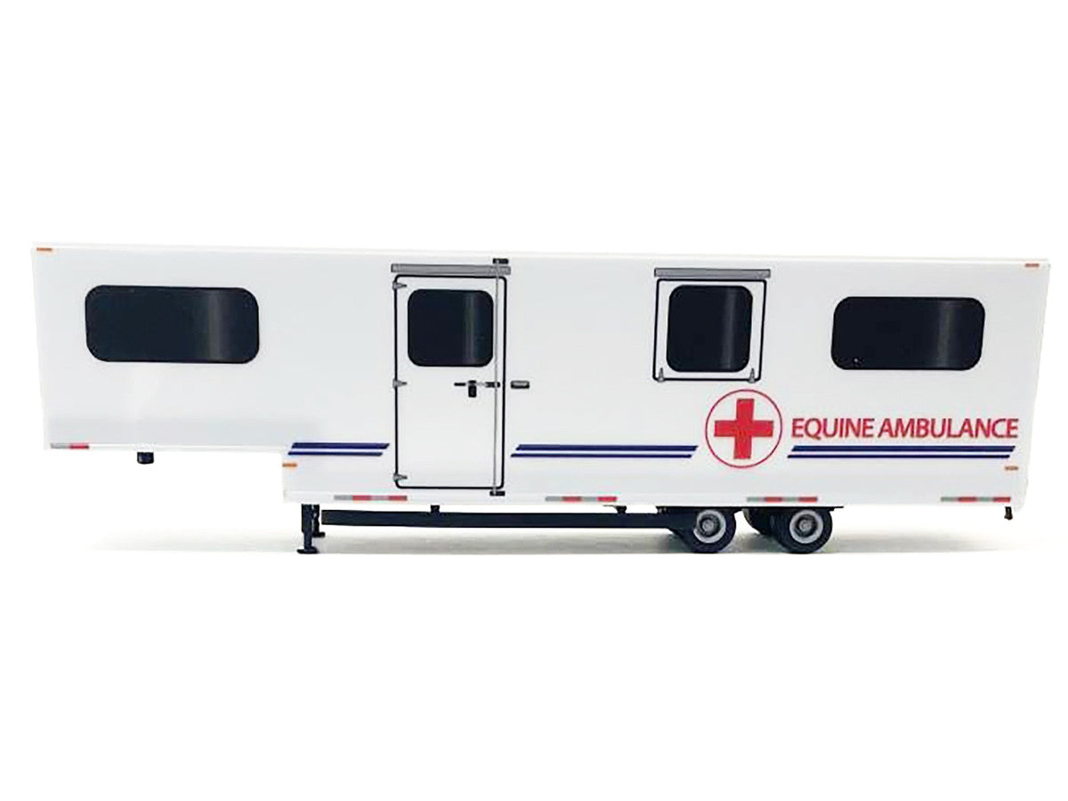 Equine Ambulance Trailer White with Blue Stripes 1/87 (HO) Plastic Model by Promotex-1