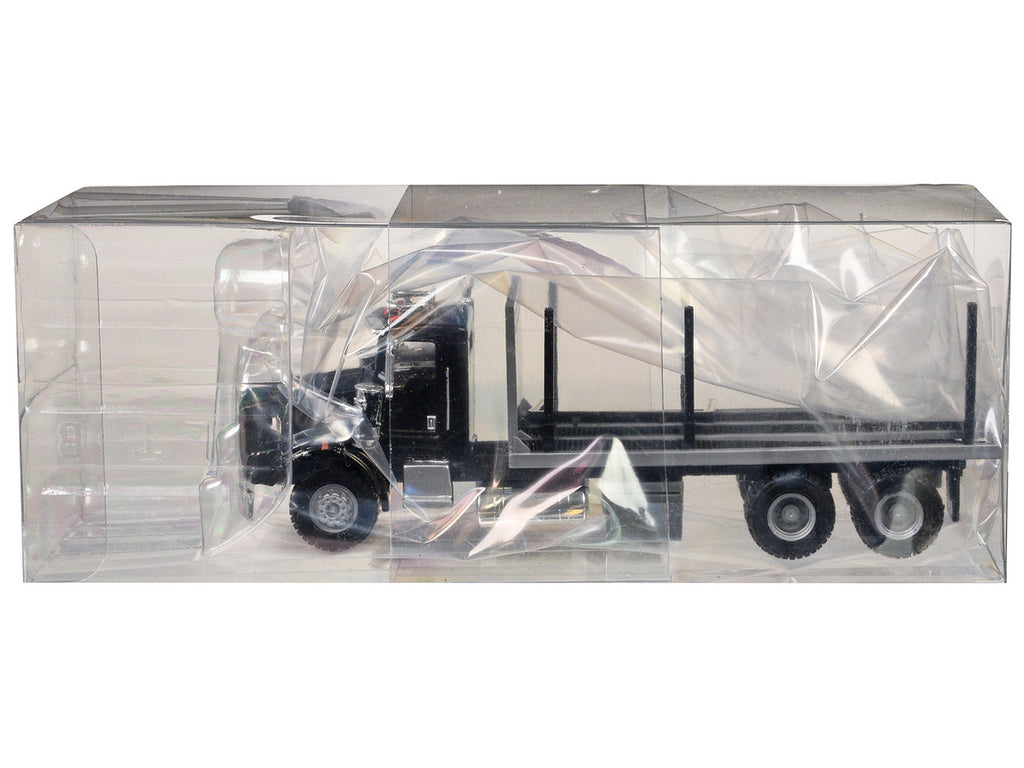 Kenworth T800 Stake Bed Truck Black 1/87 (HO) Plastic Model Car by Promotex-1