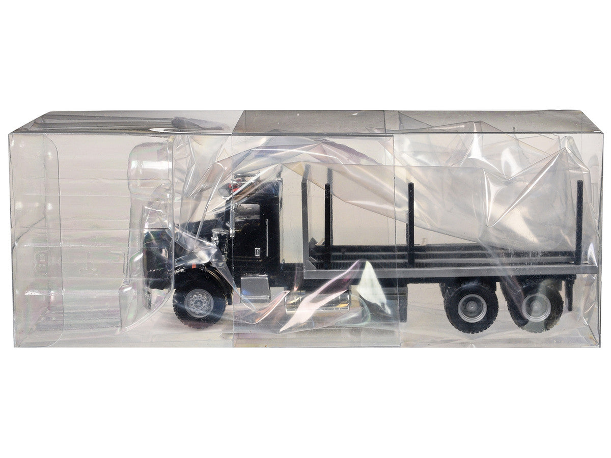 Kenworth T800 Stake Bed Truck Black 1/87 (HO) Plastic Model Car by Promotex-1