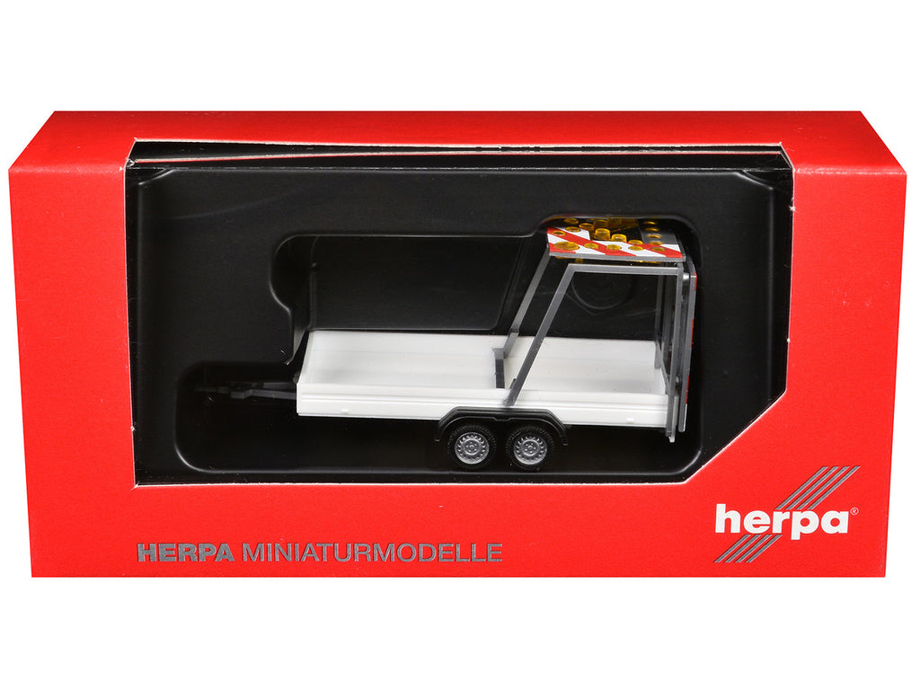 Road Maintenance Trailer White with Striped Top 1/87 (HO) Plastic Model by Promotex-2