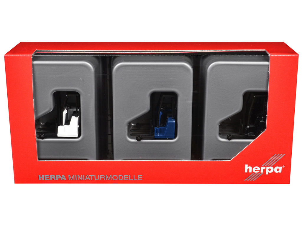 Forklifts with Trailer Bumper 3 Piece Set 1/87 (HO) Plastic Models by Promotex-2