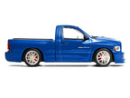 2003 Dodge Ram SRT-10 Pickup Truck Electric Blue Metallic with White Stripes 1/64 Diecast Model Car by Shoom64 Models-0