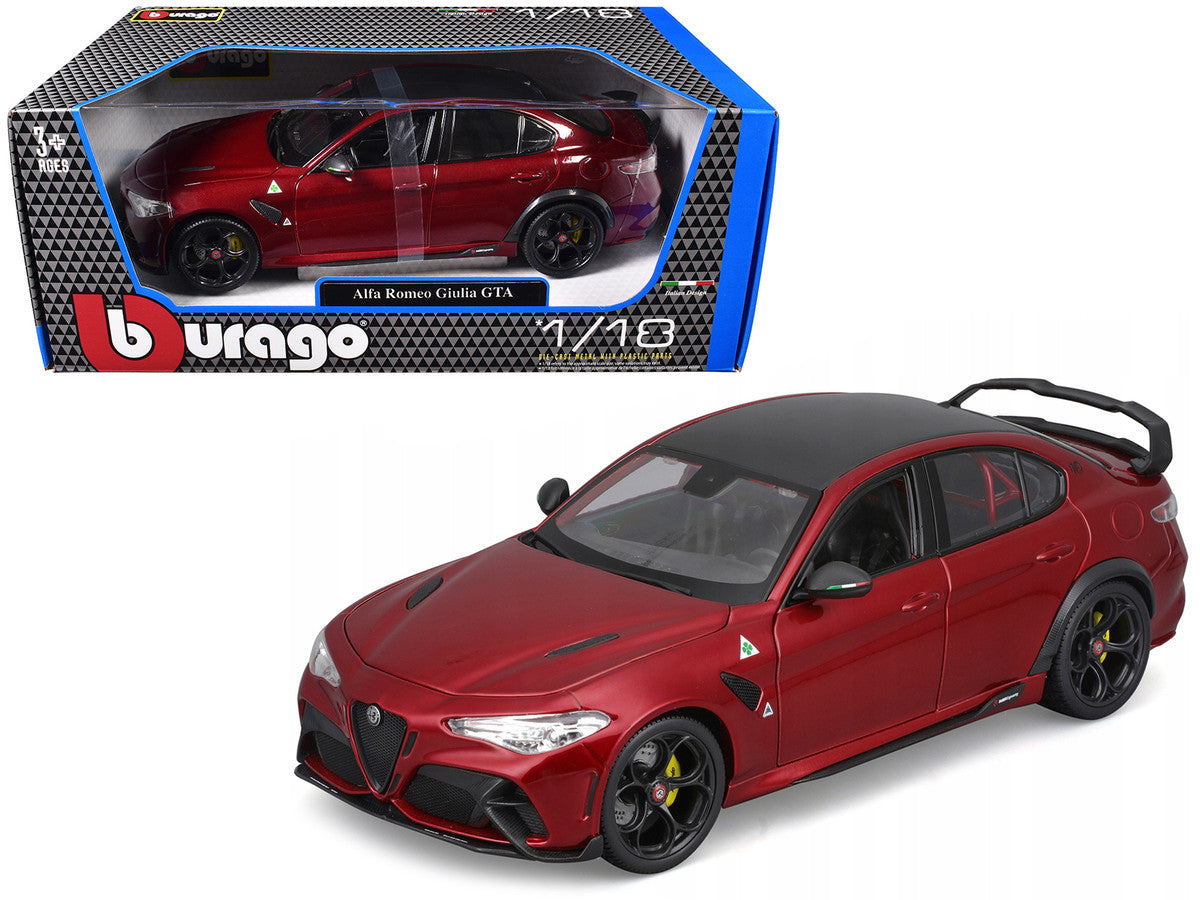 Alfa Romeo Giulia GTA Red Metallic with Carbon Top 1/18 Diecast Model Car by Bburago-3