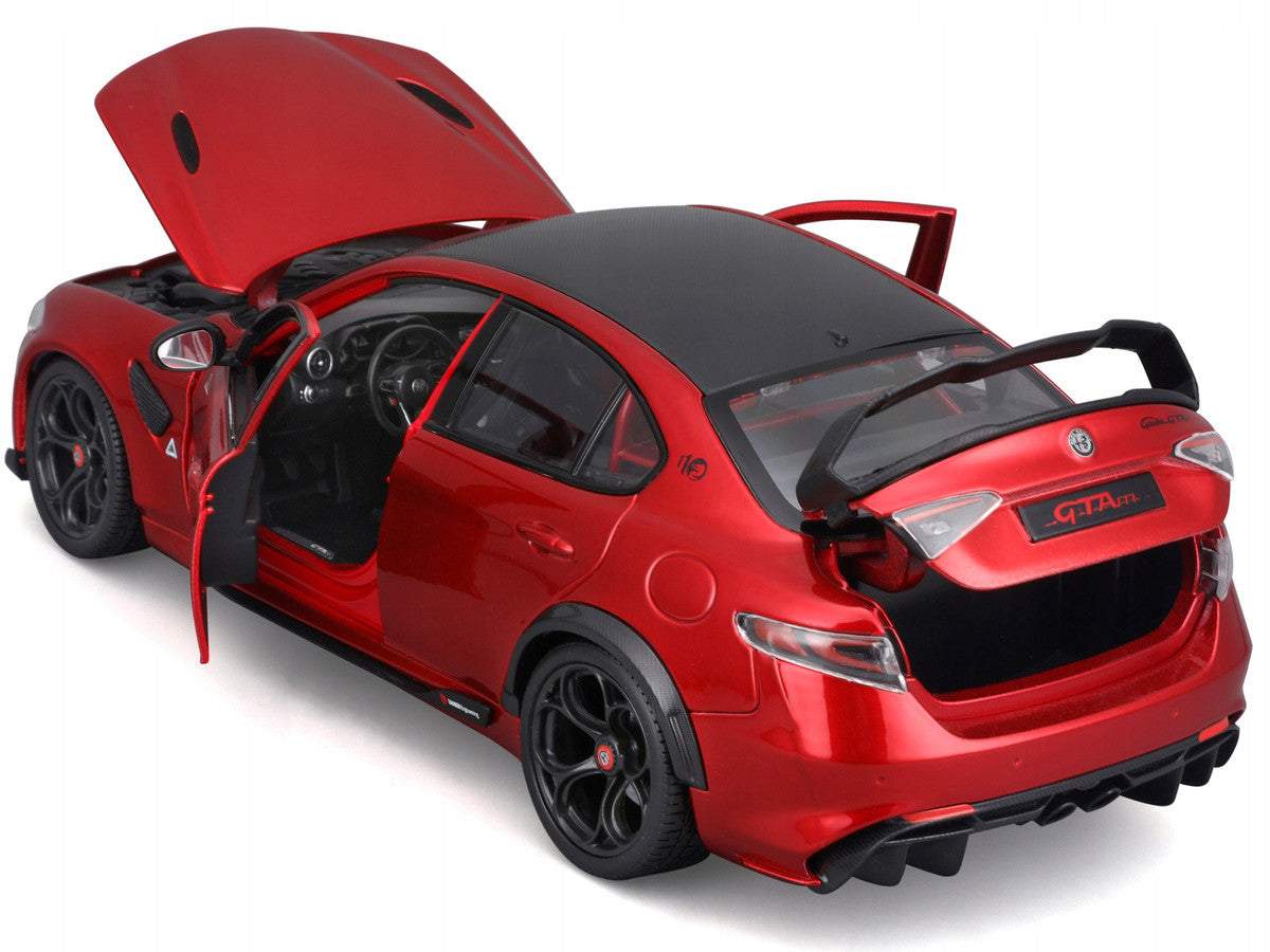 Alfa Romeo Giulia GTAm Red Metallic with Carbon Top 1/18 Diecast Model Car by Bburago-1