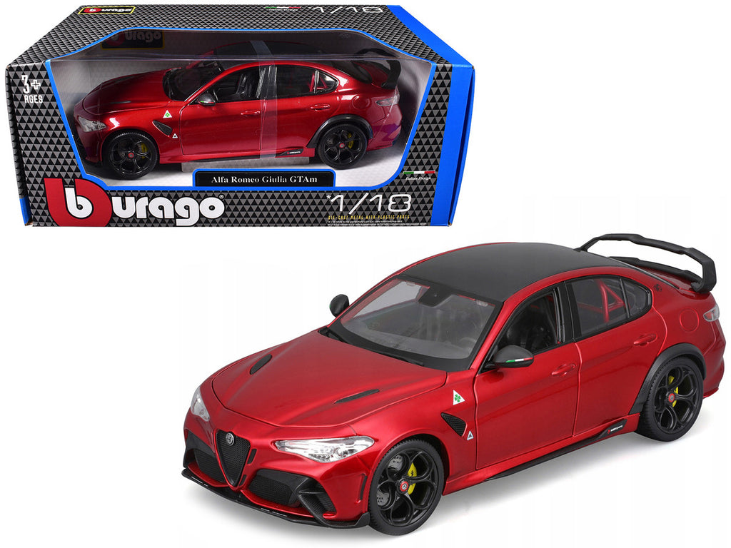 Alfa Romeo Giulia GTAm Red Metallic with Carbon Top 1/18 Diecast Model Car by Bburago-4