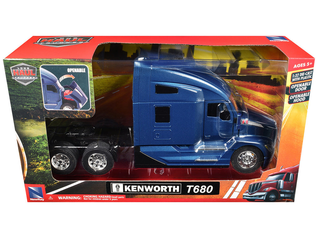 Kenworth T680 Truck Tractor Blue Metallic "Long Haul Truckers" Series 1/32 Diecast Model by New Ray-1