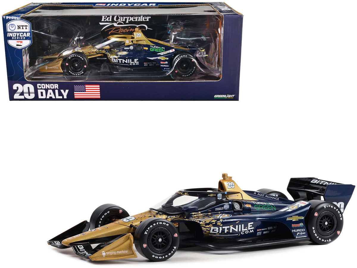 Dallara IndyCar #20 Conor Daly "Bitnile" Ed Carpenter Racing (Road Course Configuration) "NTT IndyCar Series" (2023) 1/18 Diecast Model Car by Greenlight-0