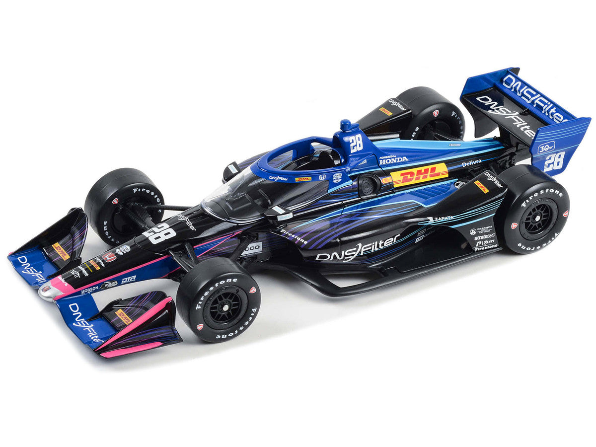 Dallara IndyCar #28 Romain Grosjean "DNSFilter" Andretti Autosport (Road Course Configuration) "NTT IndyCar Series" (2023) 1/18 Diecast Model Car by Greenlight-1