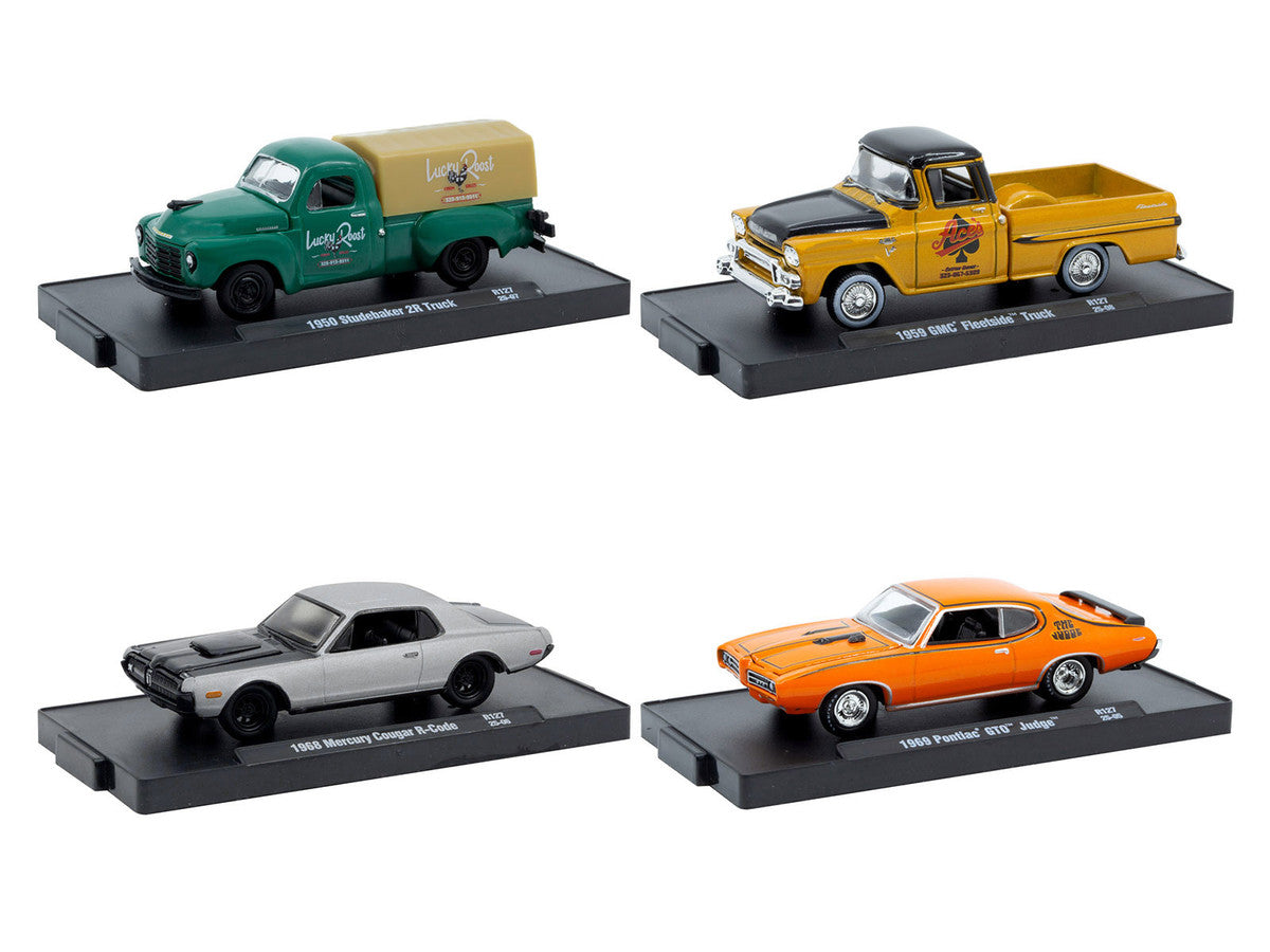 "Auto-Drivers" Set of 4 pieces in Blister Packs Release 127 Limited Edition to 7500 pieces Worldwide 1/64 Diecast Model Cars by M2 Machines-1