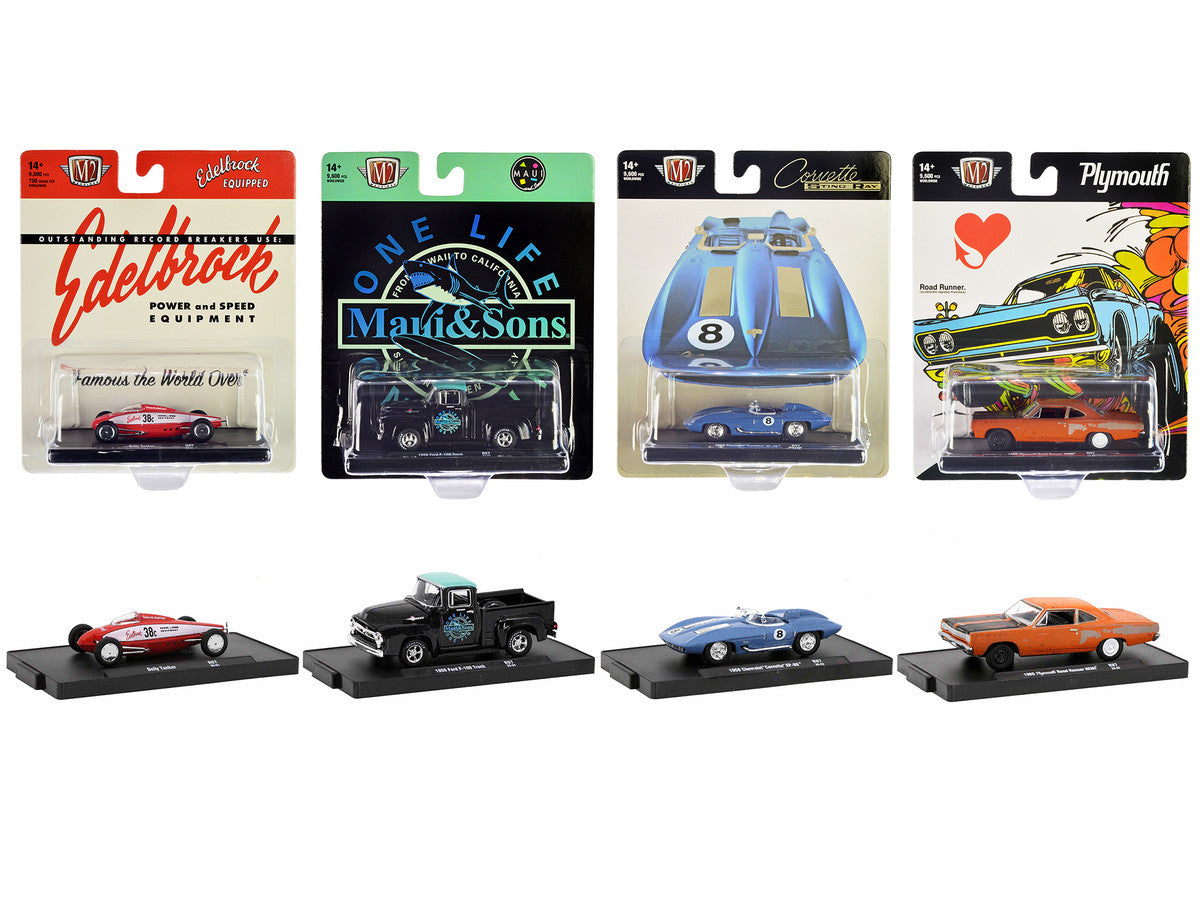 "Auto-Drivers" Set of 4 pieces in Blister Packs Release 97 Limited Edition to 9600 pieces Worldwide 1/64 Diecast Model Cars by M2 Machines-0