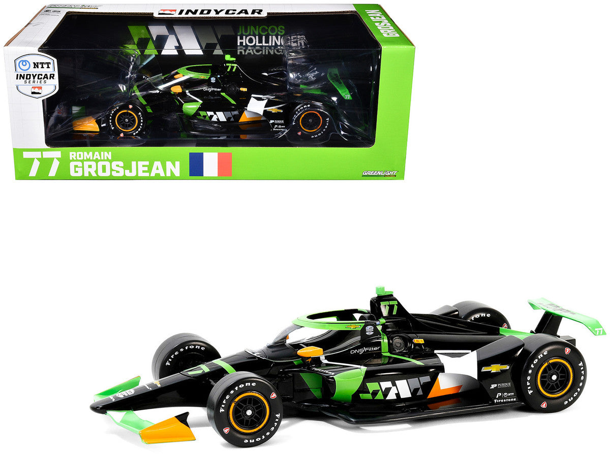 Dallara IndyCar #77 Romain Grosjean "DNS Filter" Juncos Hollinger Racing "NTT IndyCar Series" (2024) 1/18 Diecast Model Car by Greenlight-0