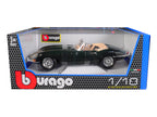 1961 Jaguar E Type Convertible Green 1/18 Diecast Model Car by Bburago