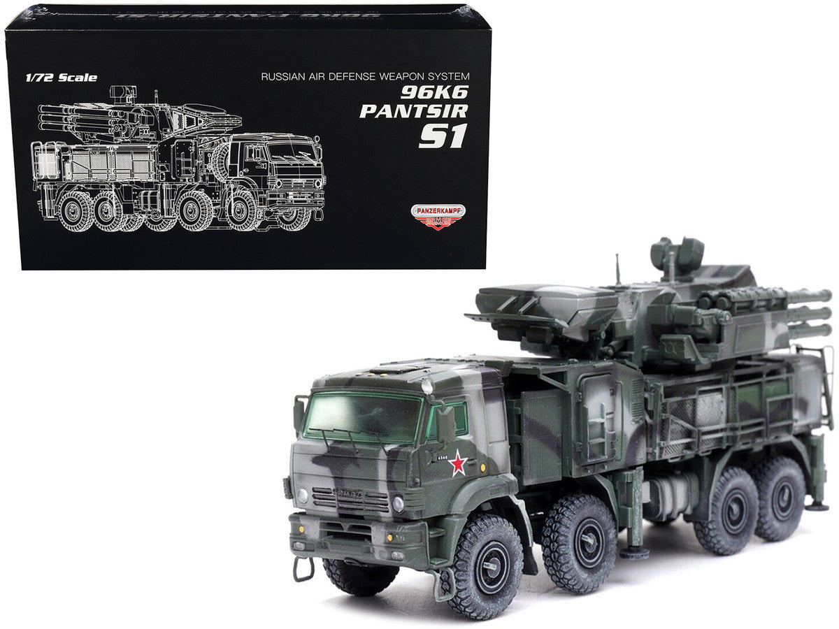 Pantsir S1 96K6 Self-Propelled Air Defense Weapon System Tri-Color Camouflage "Russia's Armed Forces" "Armor Premium" Series 1/72 Diecast Model by Panzerkampf-0