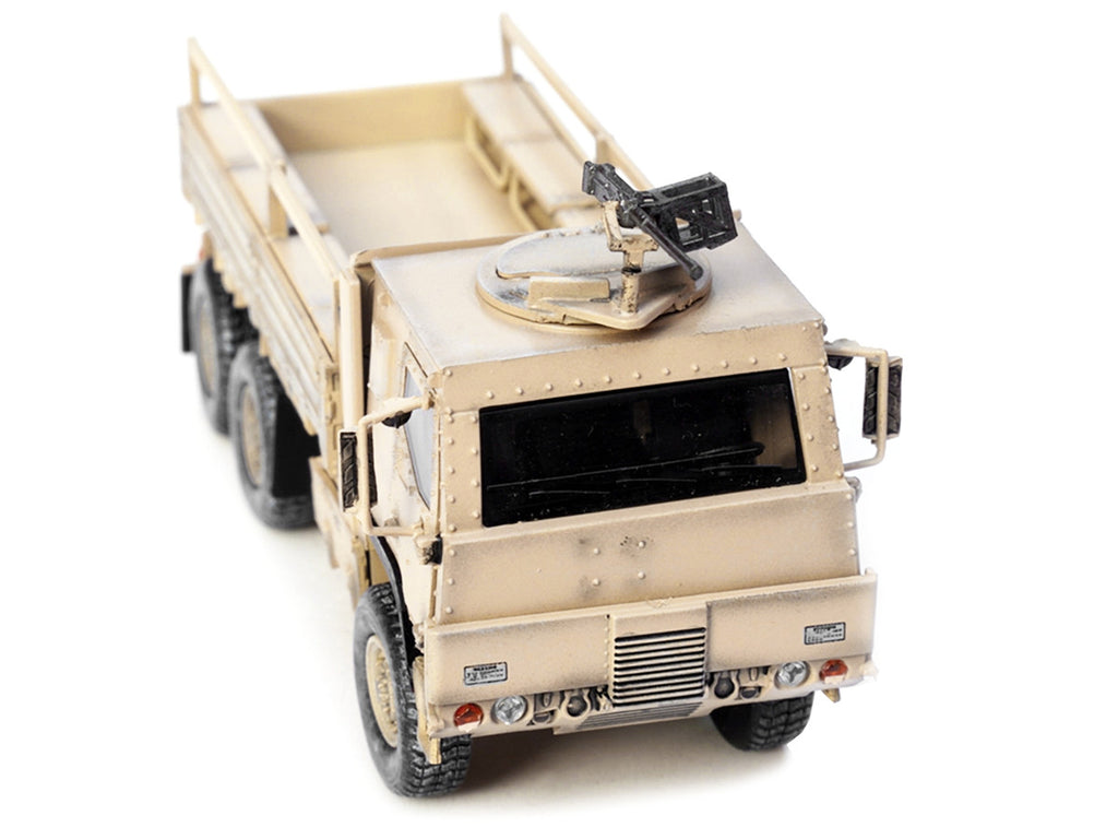 M1083 MTV (Medium Tactical Vehicle) Armored Cab Cargo Truck with Turret Desert Camouflage "US Army" "Armor Premium" Series 1/72 Diecast Model by Panzerkampf-2