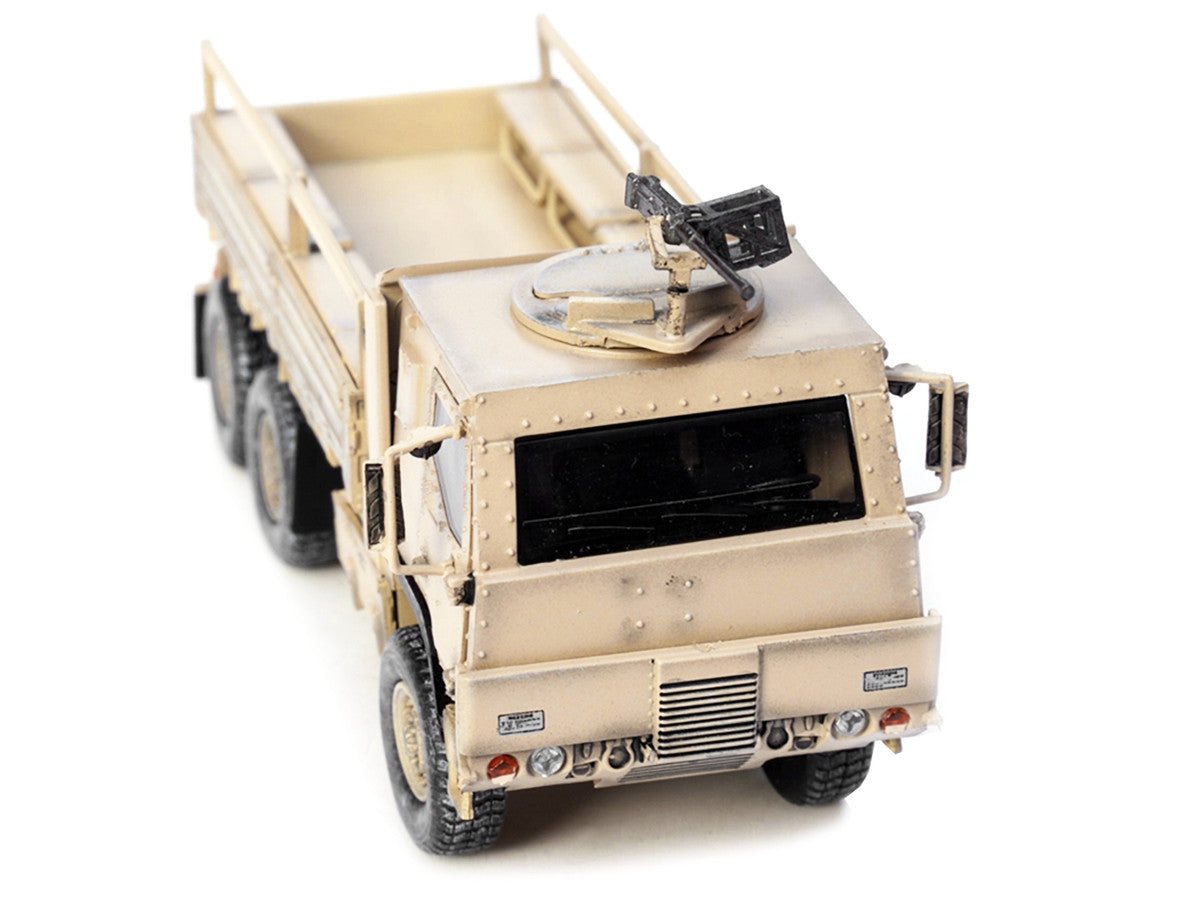 M1083 MTV (Medium Tactical Vehicle) Armored Cab Cargo Truck with Turret Desert Camouflage "US Army" "Armor Premium" Series 1/72 Diecast Model by Panzerkampf-2