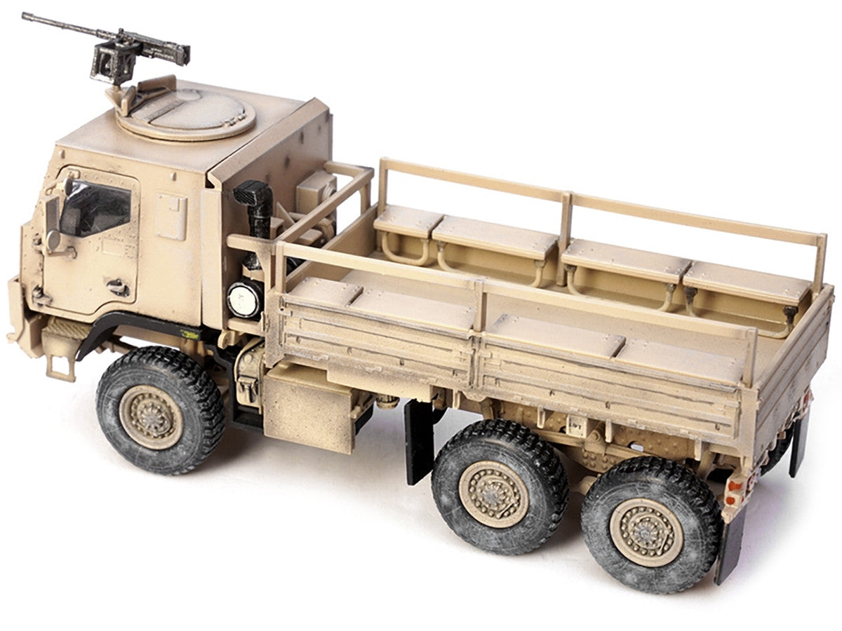 M1083 MTV (Medium Tactical Vehicle) Armored Cab Cargo Truck with Turret Desert Camouflage "US Army" "Armor Premium" Series 1/72 Diecast Model by Panzerkampf-3