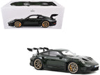 2022 Porsche 911 GT3 RS Jet Green Metallic with Black Accents Limited Edition to 1002 pieces Worldwide 1/12 Diecast Model Car by Norev
