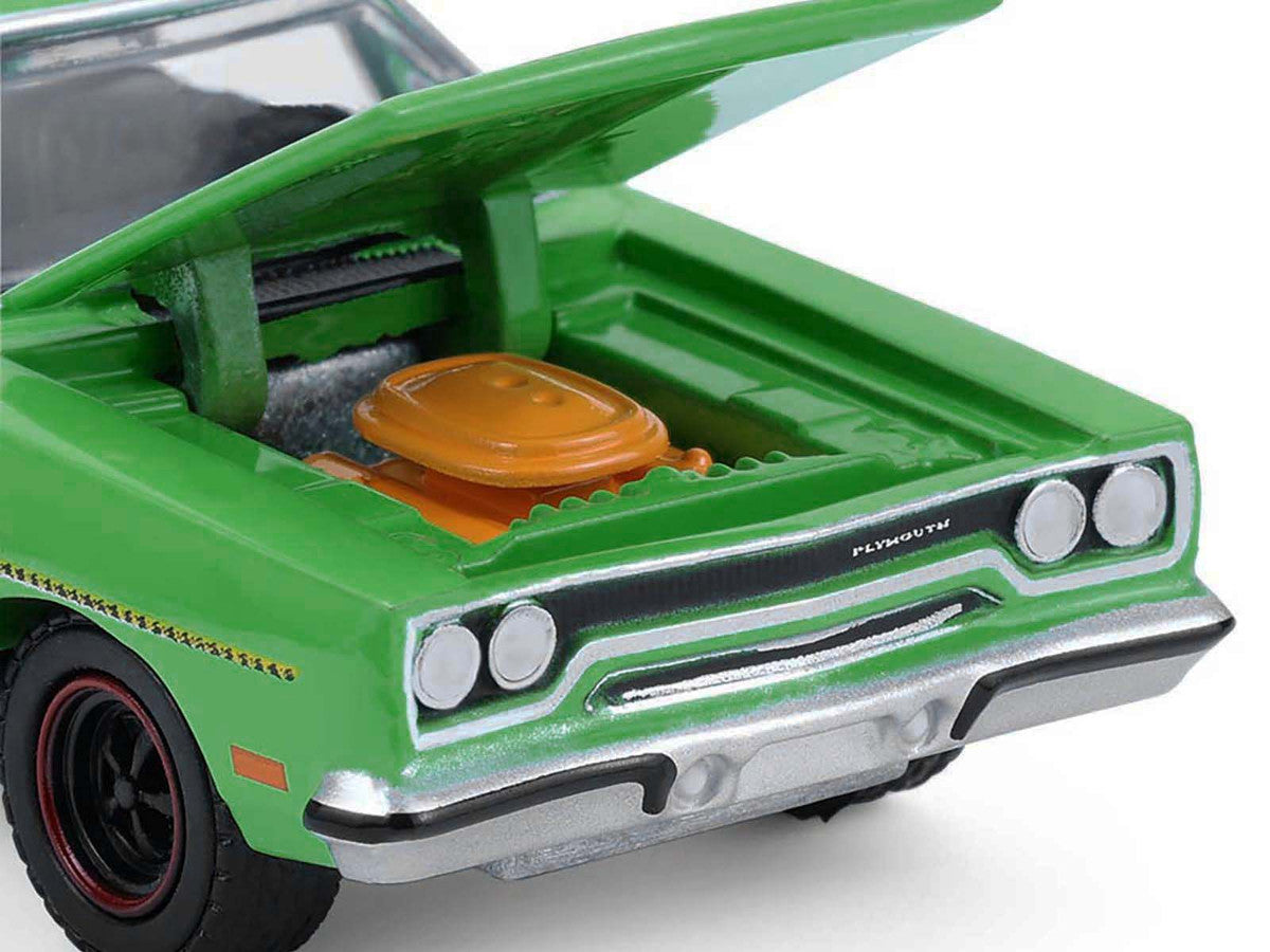 1970 Plymouth Road Runner Green with Black Hood Stripe "GreenLight Muscle" Series 30 1/64 Diecast Model Car by Greenlight-1