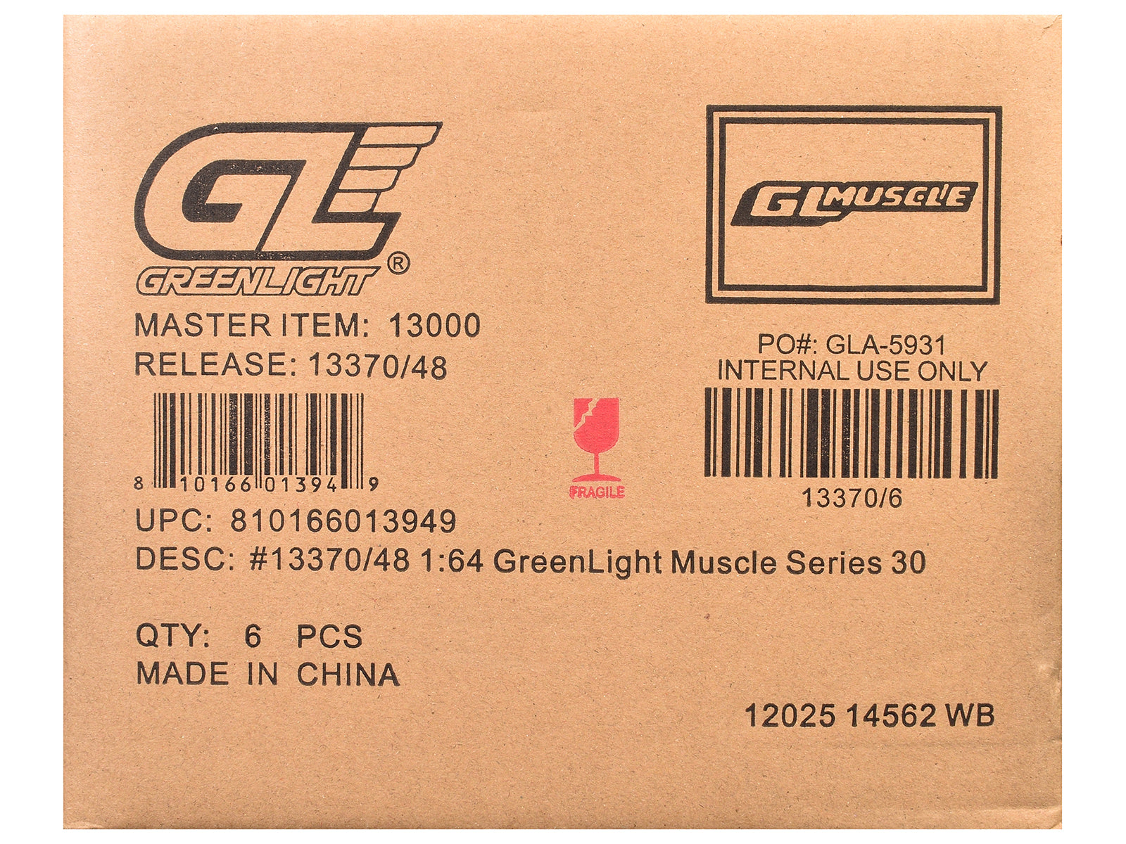 "GreenLight Muscle" Series 30 Set of 6 pieces 1/64 Diecast Model Cars by Greenlight