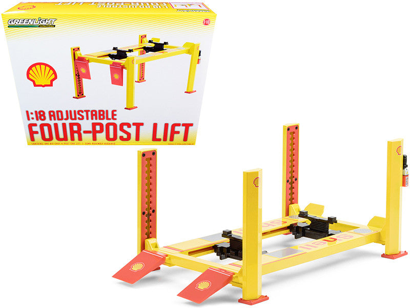 Adjustable Four Post Lift "Shell Oil" #2 for 1/18 Scale Diecast Model Cars by Greenlight-0