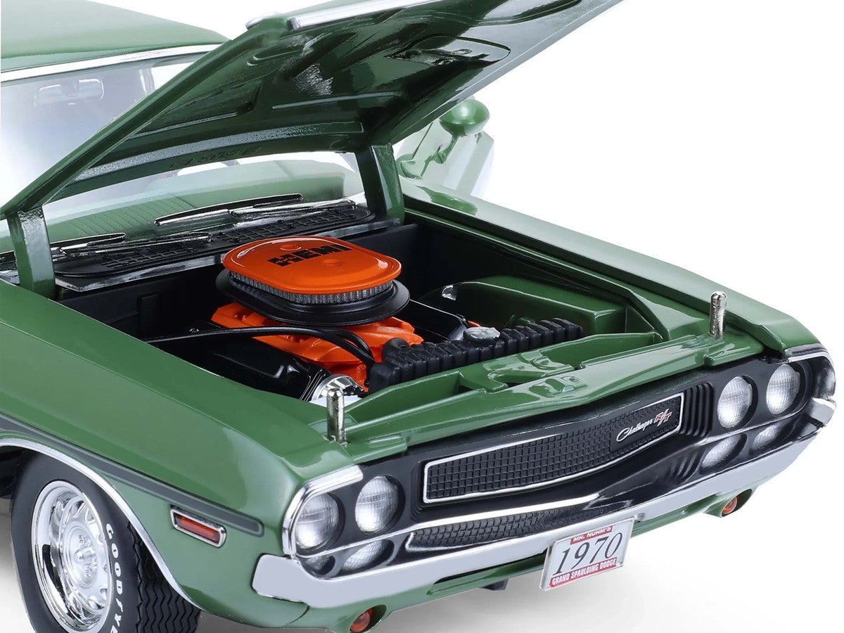 1970 Dodge Challenger R/T Hemi F8 Green with Black Stripes and Green Interior "Mr. Norm's Challenger" 1/18 Diecast Model Car by Greenlight-3