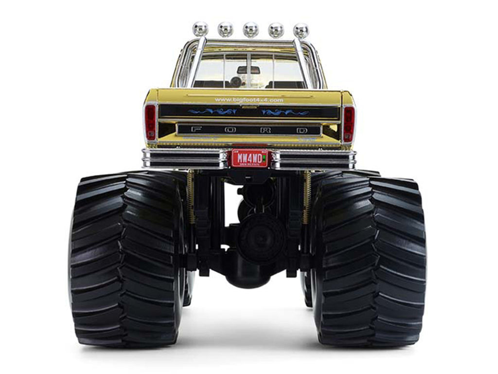 1979 Ford F-250 Monster Truck "Bigfoot #1 50th Anniversary" Gold Chrome with Bob Chandler Standing Figure "Kings of Crunch" Series 1/18 Diecast Model Car by Greenlight-0