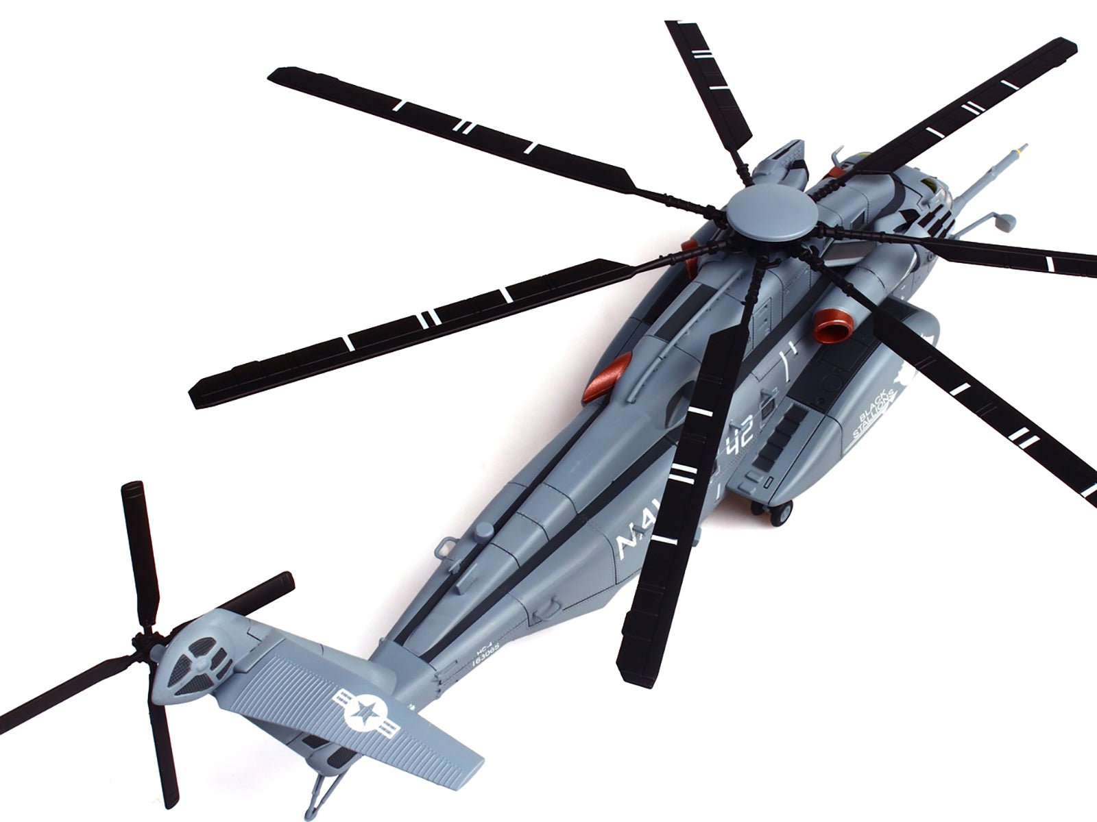 Sikorsky MH-53E Sea Dragon Helicopter "United States Navy Black Stallions Tail Number 42" Light Gray 1/72 Diecast Model by Panzerkampf