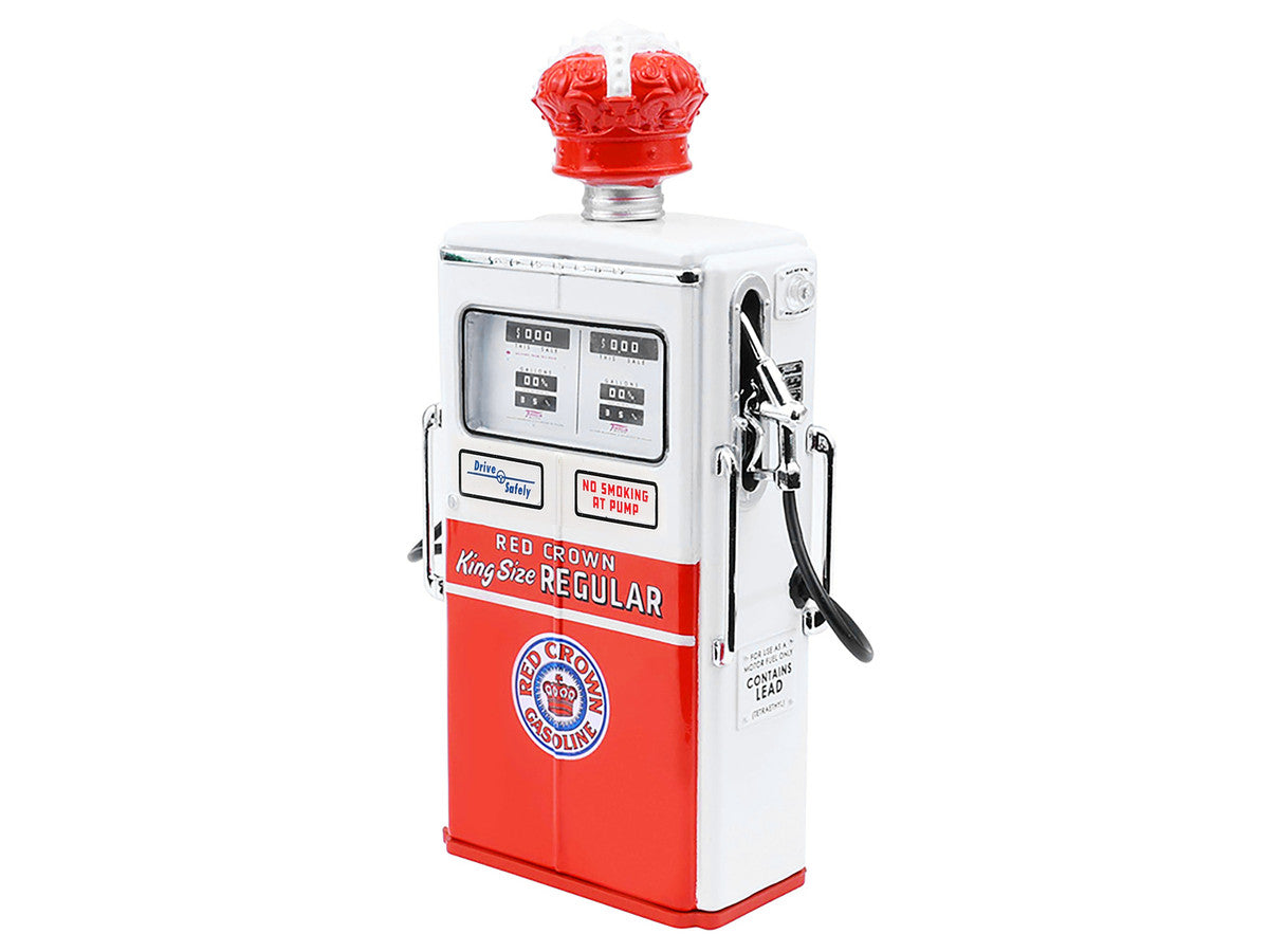 1954 Tokheim 350 Twin Gas Pump "Red Crown Gasoline" White and Red "Vintage Gas Pumps" Series 17 1/18 Diecast Replica by Greenlight-0