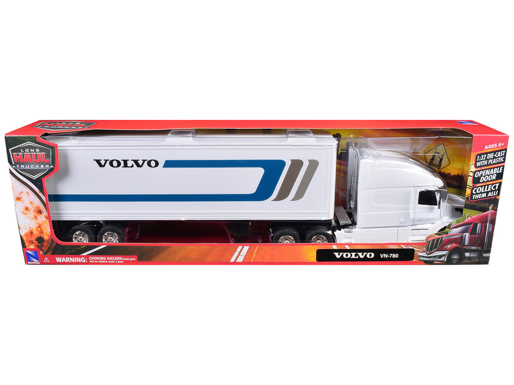 Volvo VN-780 Truck with Dry Van Trailer White "Long Haul Truckers" Series 1/32 Diecast Model by New Ray-1