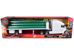 Volvo VN-780 Truck with Flatbed Trailer and Long Pipes White "Long Haul Truckers" Series 1/32 Diecast Model by New Ray-1
