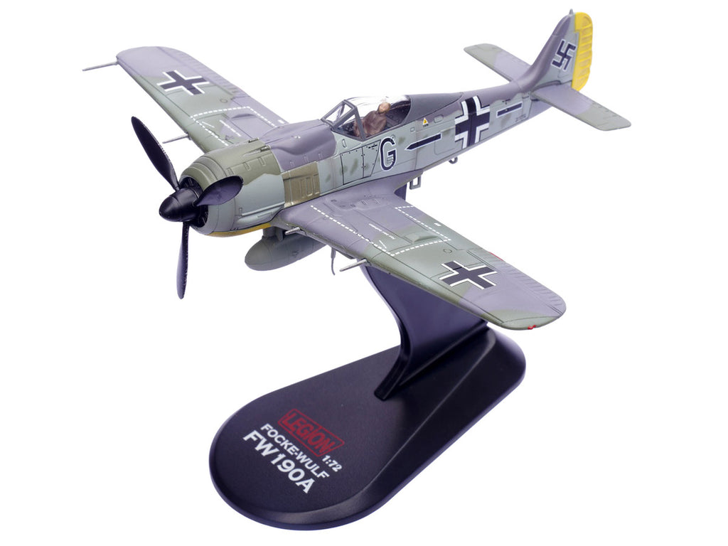 Focke-Wulf Fw 190A Aircraft "14-Victory Ace Hauptmann Wilhelm Gath Stab/JG 26 Schlageter France" (1942) German Luftwaffe 1/72 Diecast Model Airplane by Legion-3