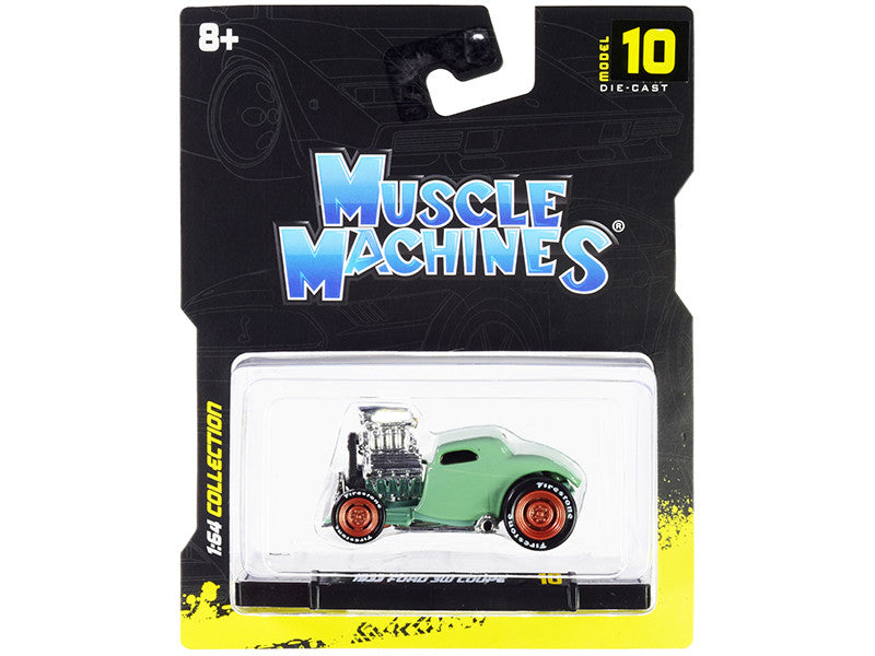 1933 Ford 3W Coupe Light Green 1/64 Diecast Model Car by Muscle Machines-0