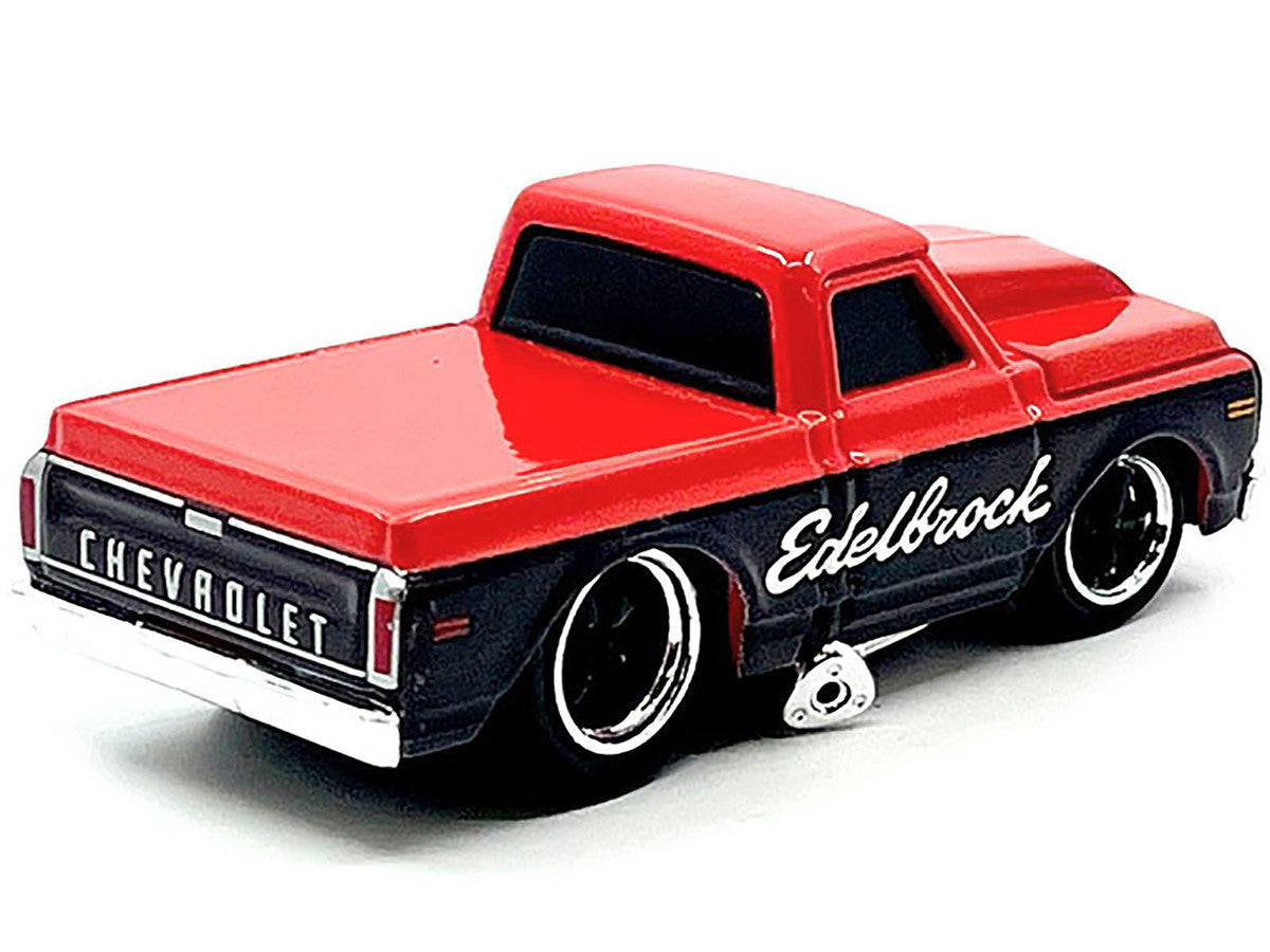 1972 Chevrolet C-10 Pickup Truck Red and Black "Edelbrock" 1/64 Diecast Model Car by Muscle Machines-1
