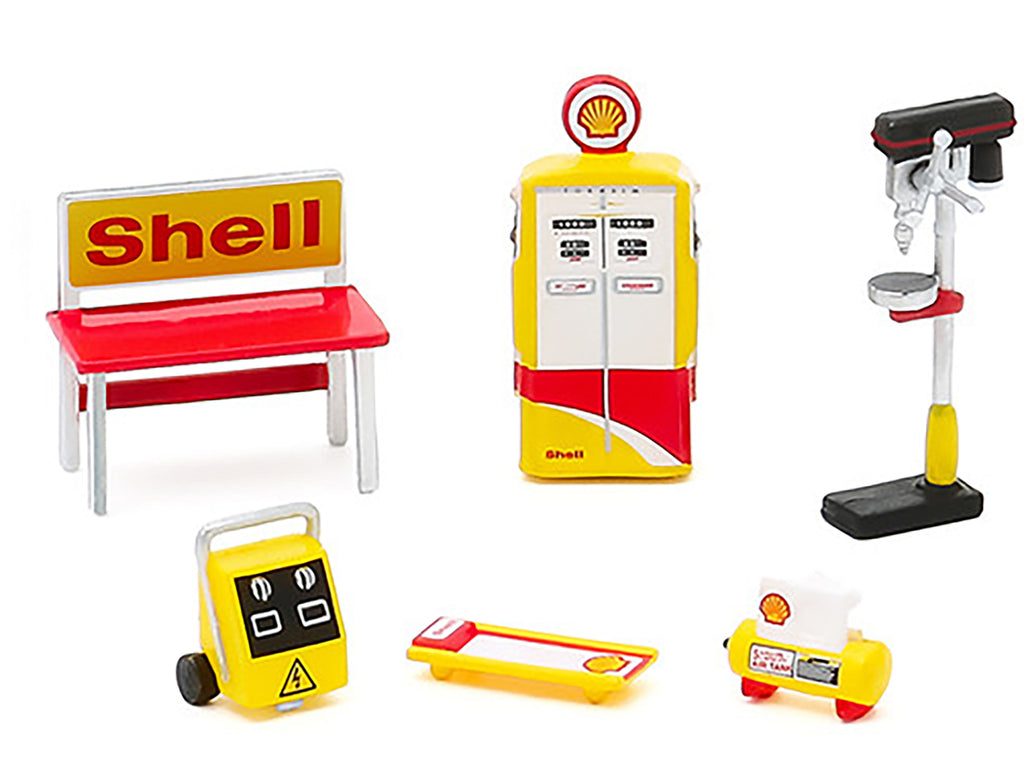 "Shell Oil" 6 piece Shop Tools Set "Shop Tool Accessories" Series 3 1/64 by Greenlight