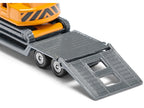 Truck with Low Loader Trailer and Excavator Yellow Diecast Model by Siku-2