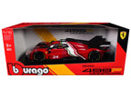 Ferrari 499P Modificata #24 Red with Italian Flag Stripes "Racing" Series 1/18 Diecast Model Car by Bburago-2