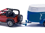 Jeep Red with Horse Trailer Blue and Horse Accessory Diecast Model by Siku-3