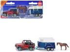 Jeep Red with Horse Trailer Blue and Horse Accessory Diecast Model by Siku-0