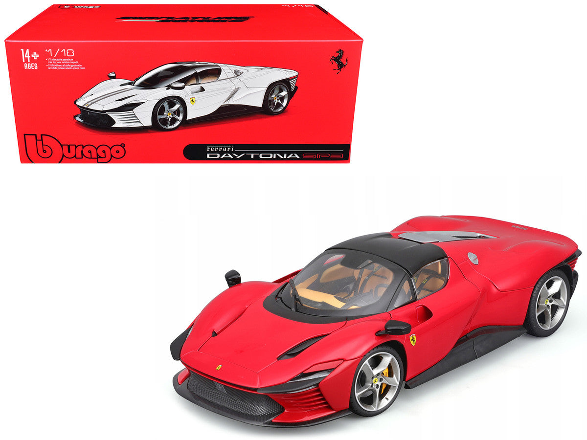 Ferrari Daytona SP3 Red with Black Top "Signature Series" 1/18 Diecast Model Car by Bburago-4