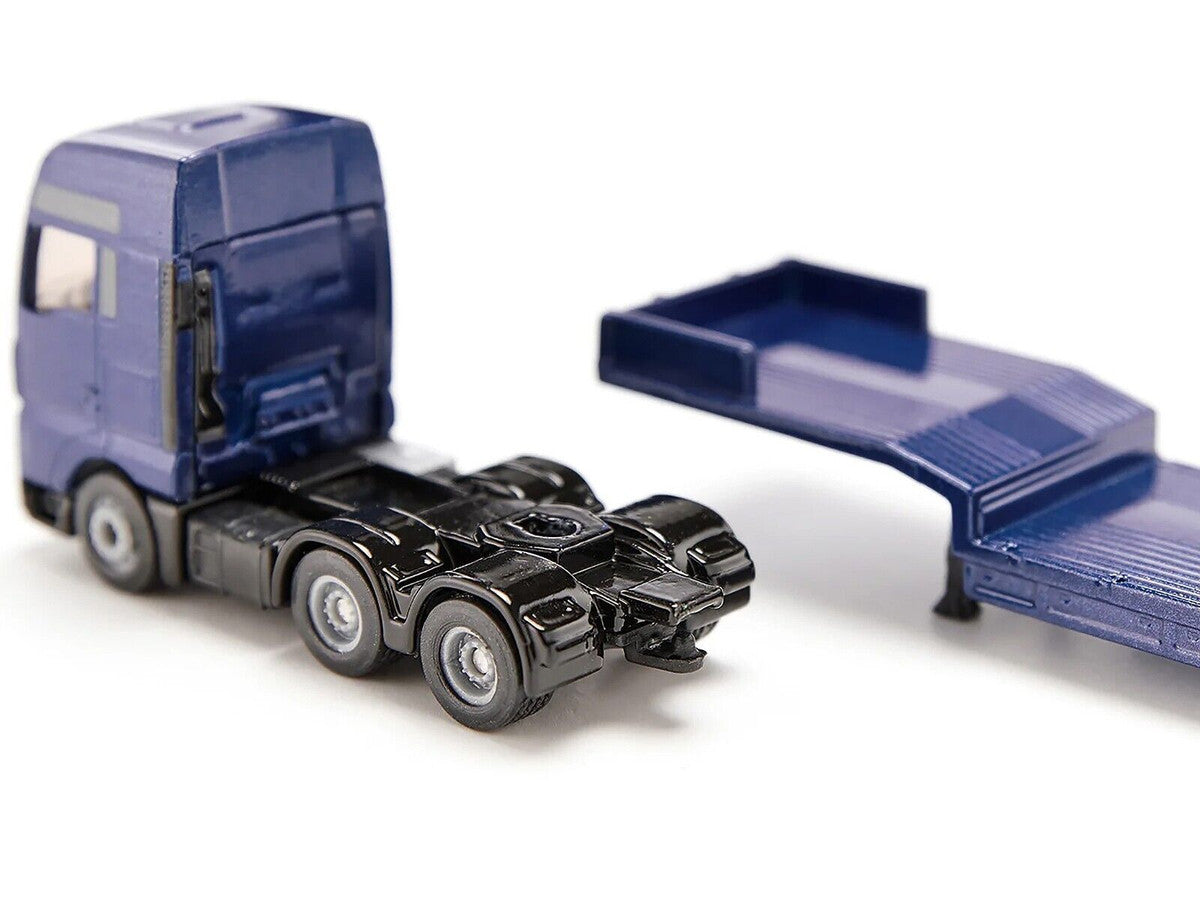 MAN Truck Blue Metallic with Low Loader Trailer and JCB 457 Wheel Loader Yellow 1/87 (HO) Diecast Model by Siku-2